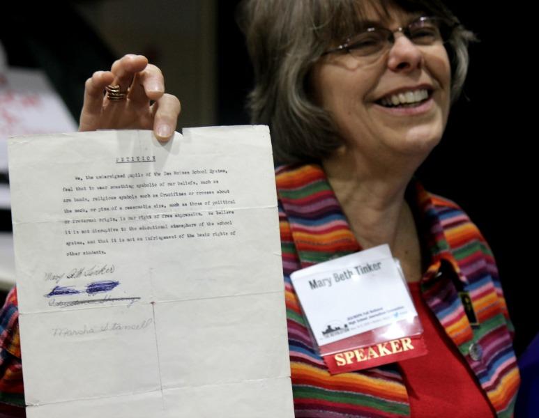 Tinker laughs at the petition she sent around school with hers and one other student’s signatures.