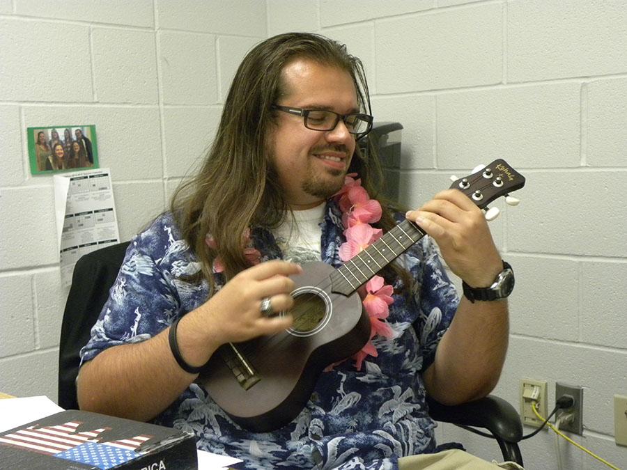 Cecil Short played his ukulele all day through out the halls of RPHS.