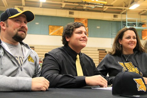 Signing with Missouri Western University to play football is Hayden Eatinger.