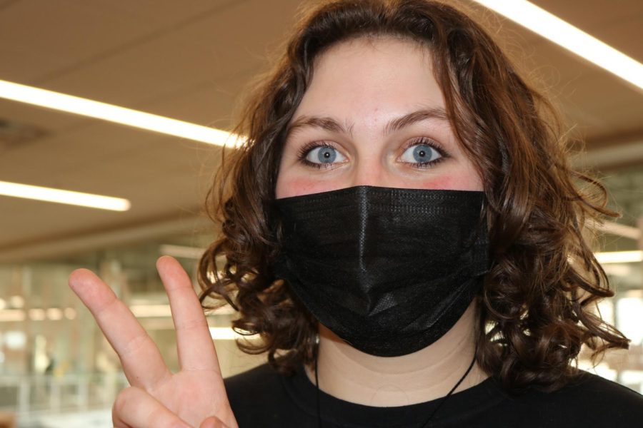 Makena Vaughan wearing a mask at school to be safe even though the mandate is optional.
